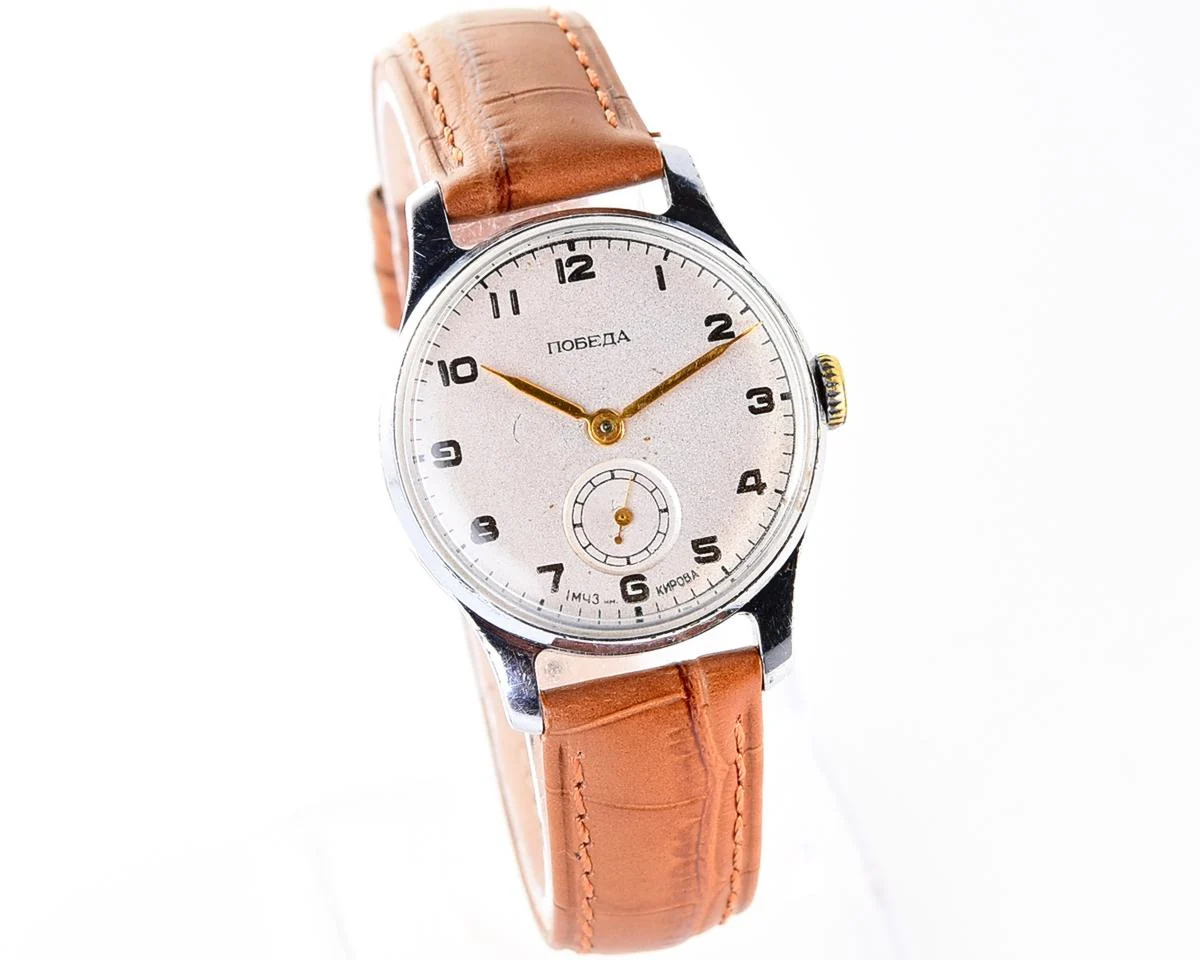 Vintage Soviet mechanical Pobeda wristwatch, 1st Moskow Watch Factory, from the 4th quarter 1953
