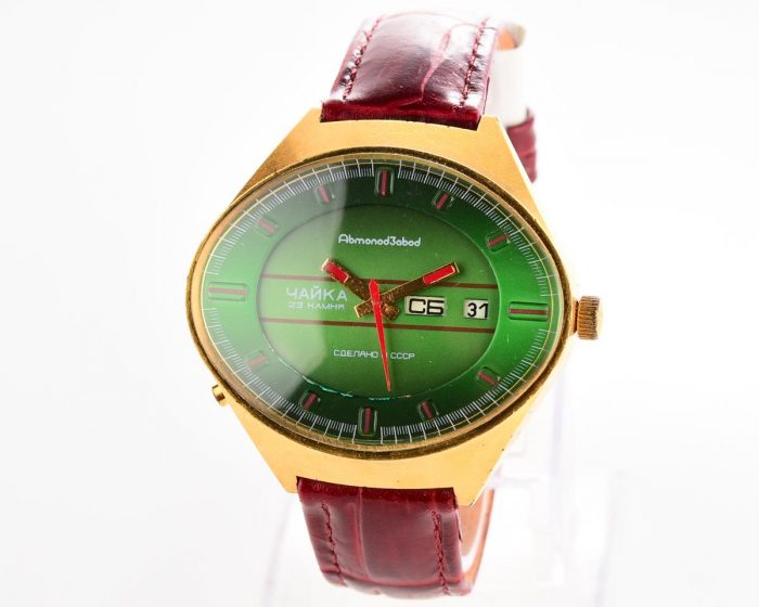 CHAIKA "Stadium" soviet mechanical gold-plated watch with automatic self-winding movement