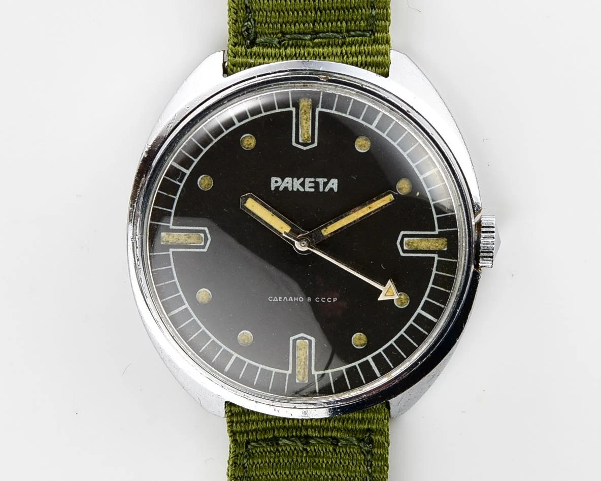 Soviet Raketa military style mechanical wristwatch