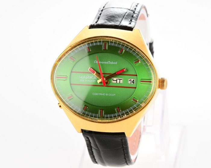 Excellent condition CHAIKA "Stadium" soviet mechanical gold-plated watch with automatic self winding movement