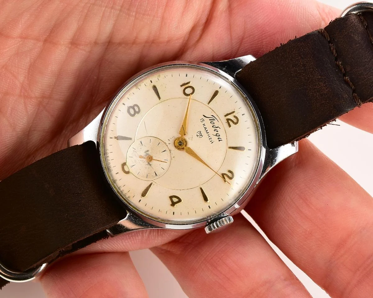 Vintage Soviet mechanical Pobeda wrist watch