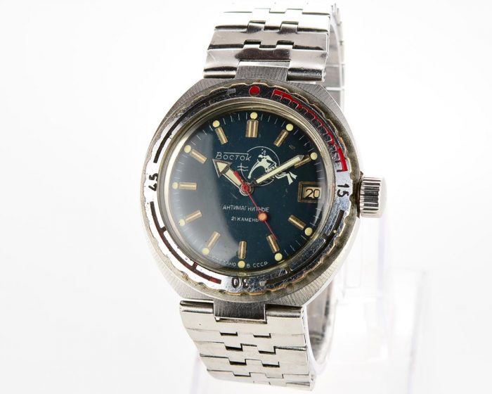 Vostok Amphibia DIVER wrist watch (Scuba Dude), with steel bracelet