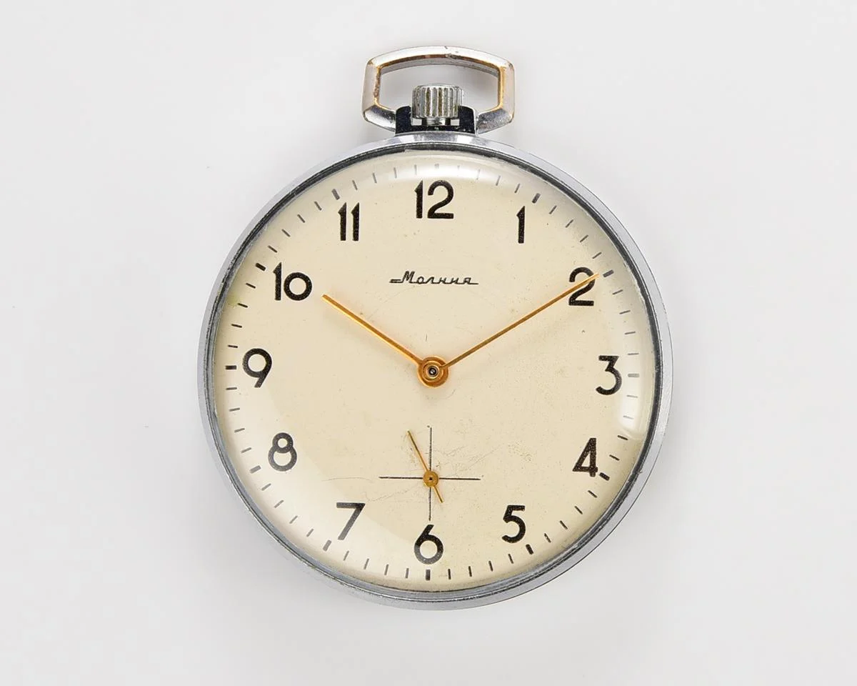 Molnija open face vintage Soviet pocket watch