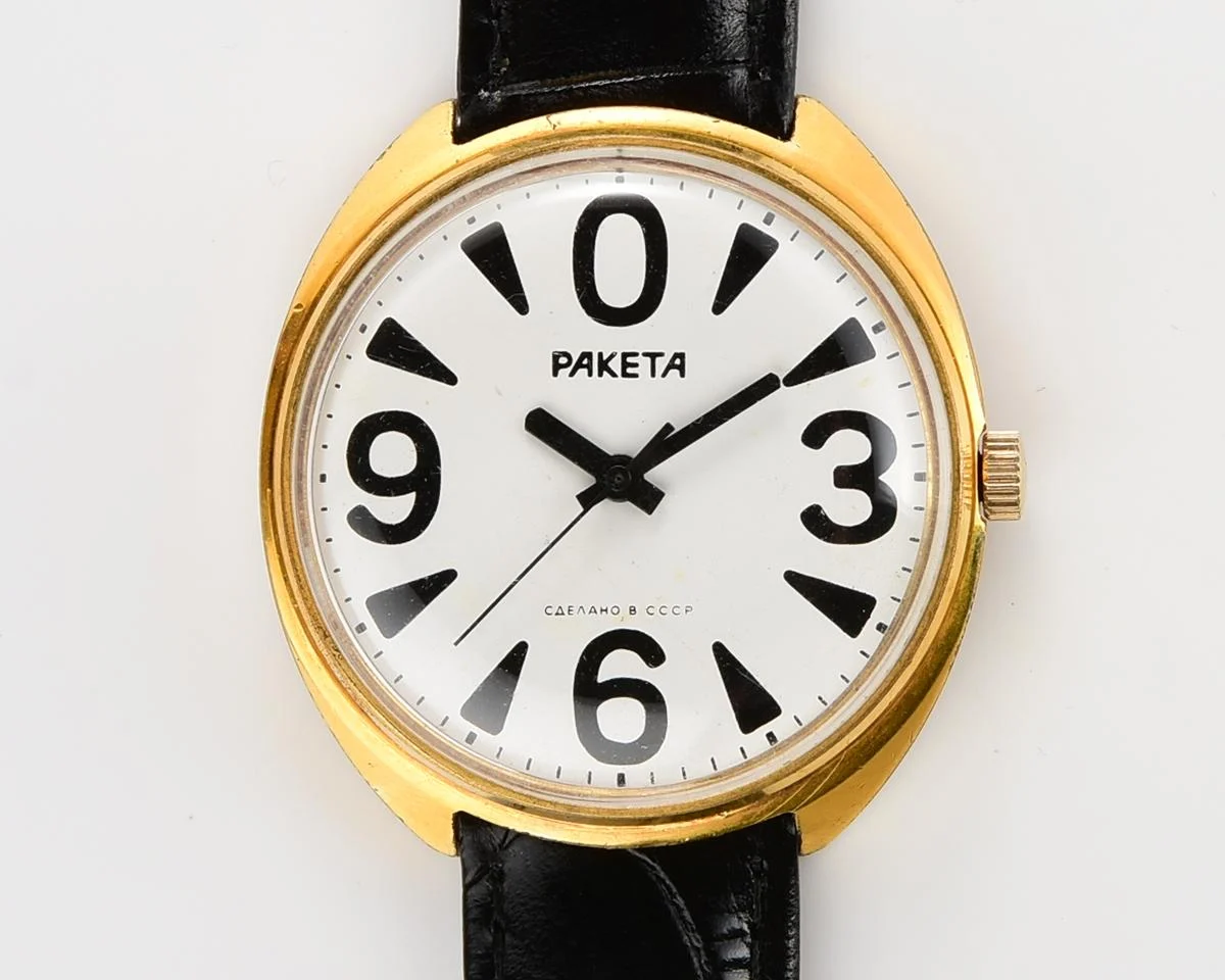 Soviet mechanical gold-plated Raketa watch "big zero"