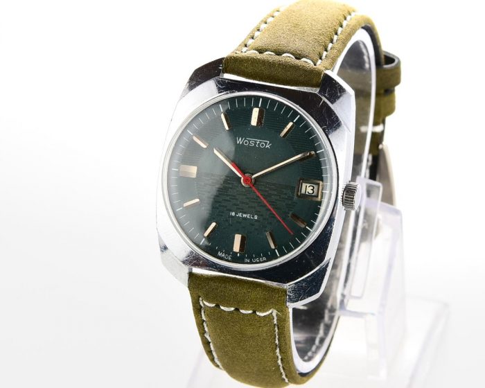 Export Wostok (Vostok) mechanical watch with beautiful textured teal dial