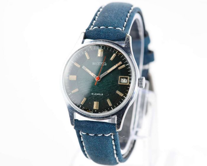 Export Wostok (Vostok) mechanical watch with beautiful textured teal dial
