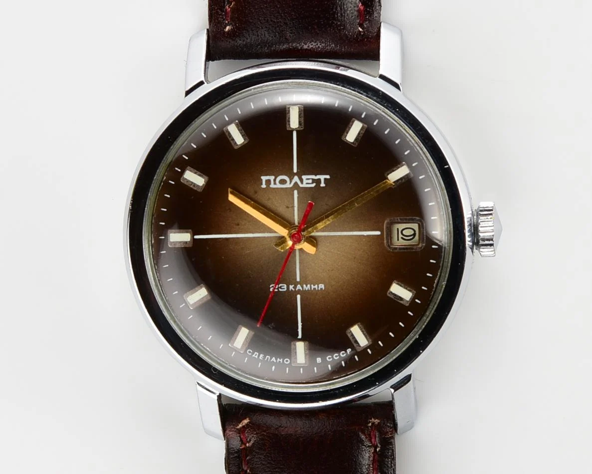 Soviet Poljot mechanical wrist watch with automatic self winding movement