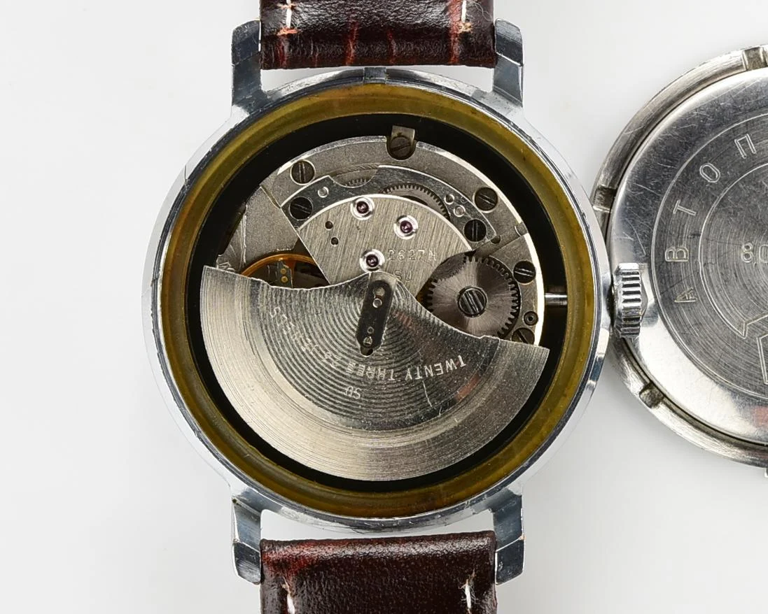 Soviet Poljot mechanical wrist watch with automatic self winding movement