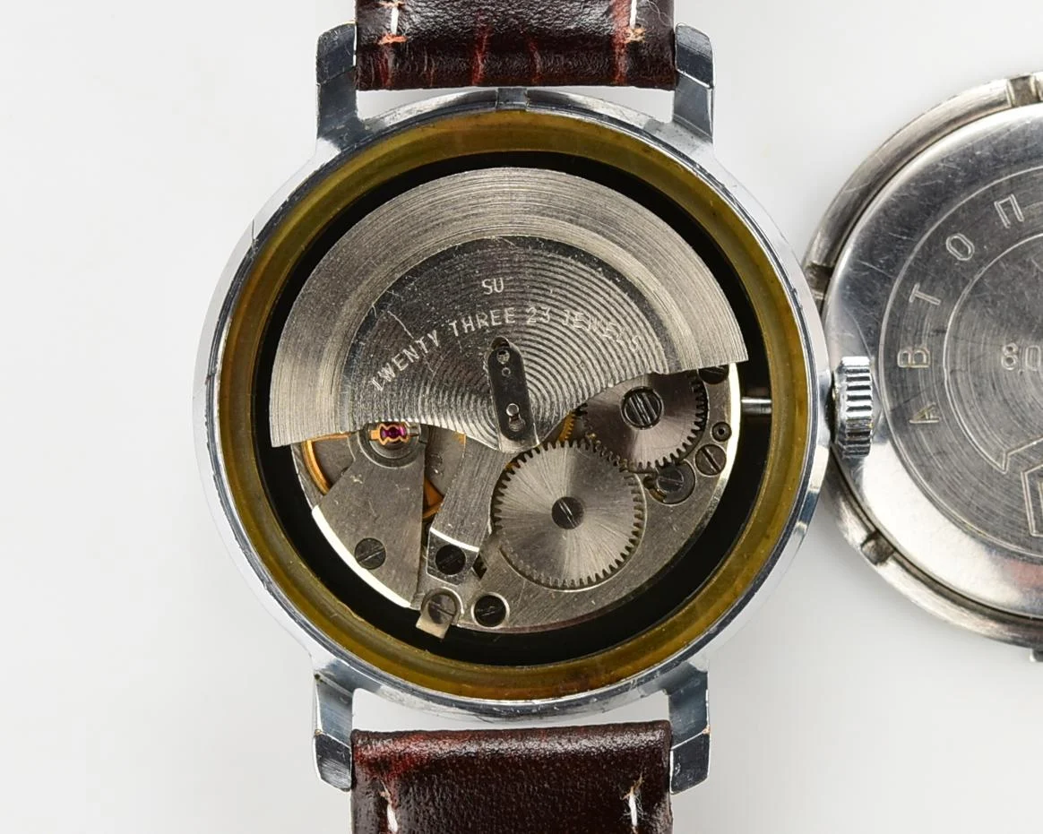 Soviet Poljot mechanical wrist watch with automatic self winding movement