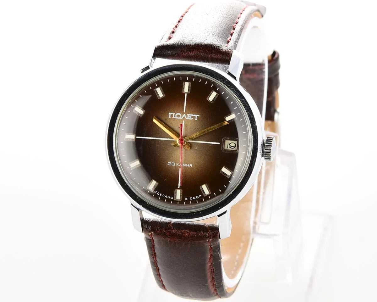 Soviet Poljot mechanical wrist watch with automatic self winding movement