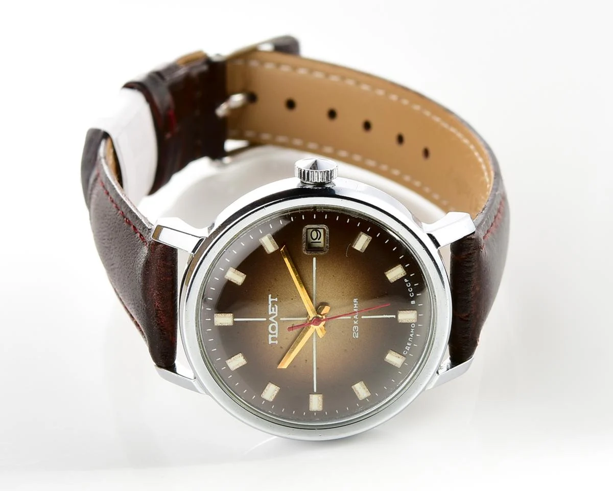 Soviet Poljot mechanical wrist watch with automatic self winding movement