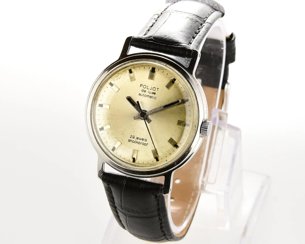 Soviet vintage Poljot De Luxe mechanical watch with self winding automatic movement