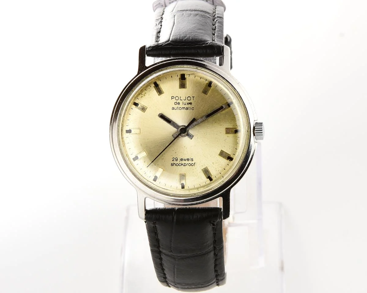 Soviet vintage Poljot De Luxe mechanical watch with self winding automatic movement