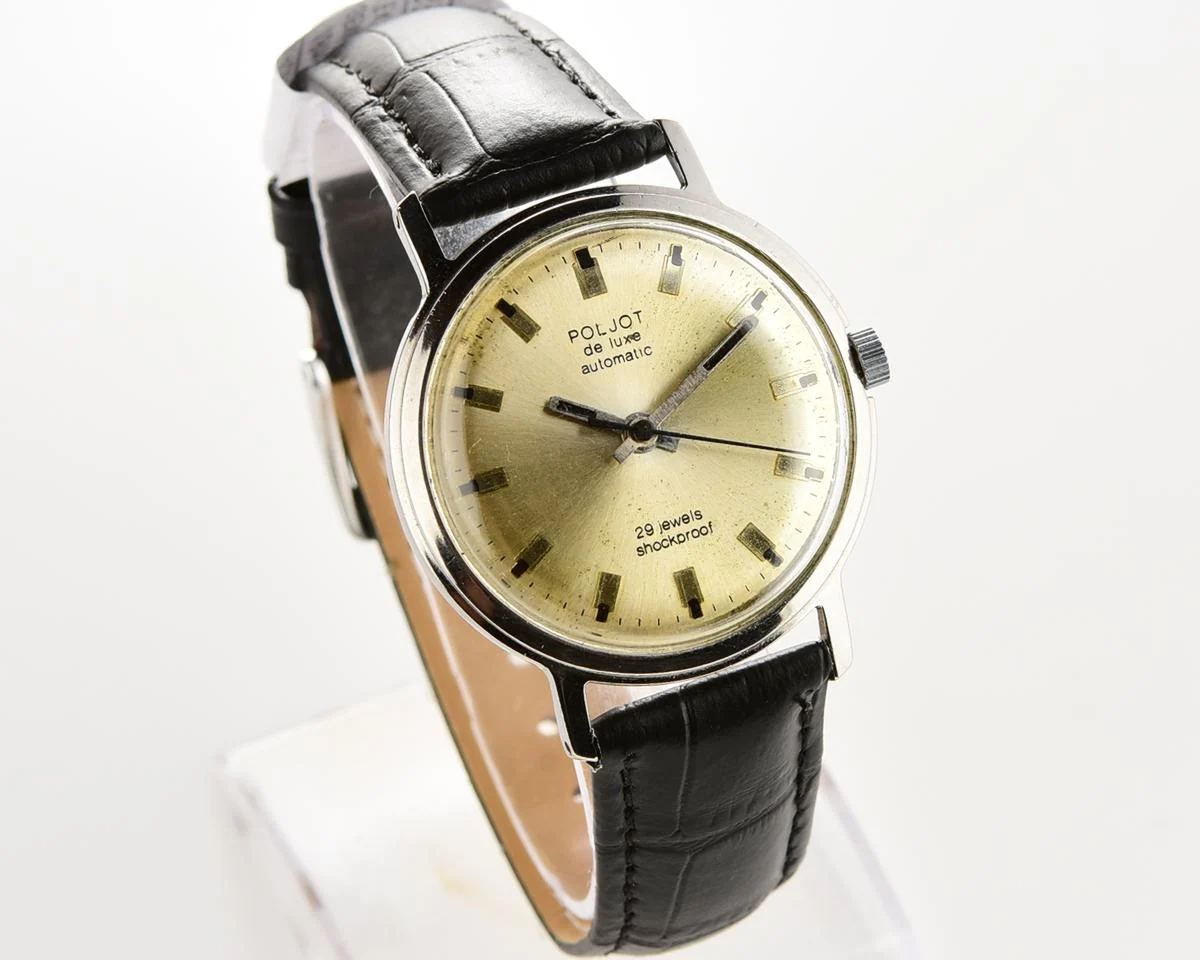 Soviet vintage Poljot De Luxe mechanical watch with self winding automatic movement