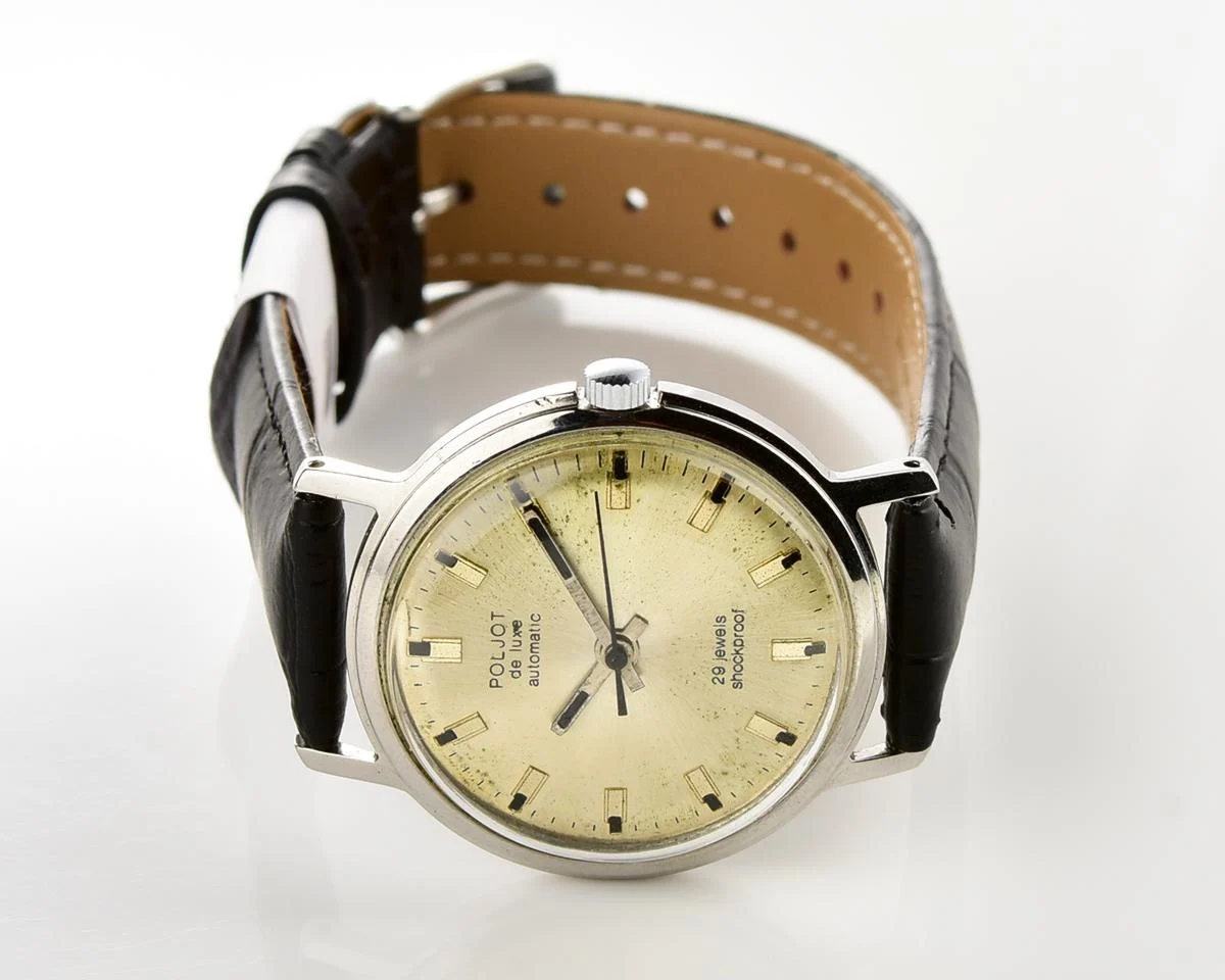 Soviet vintage Poljot De Luxe mechanical watch with self winding automatic movement