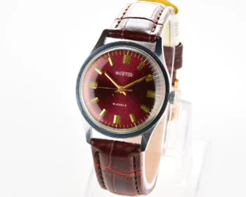 Vintage Wostok mechanical watch with crimson dial