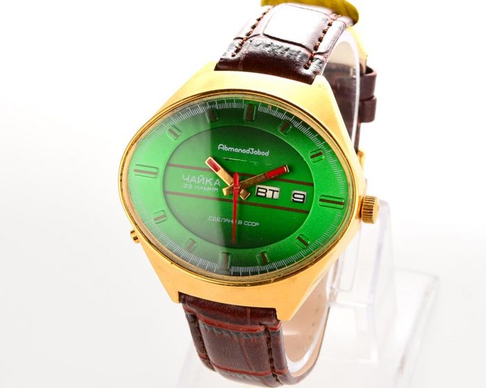 Excellent condition CHAIKA "Stadium" soviet mechanical gold-plated watch with automatic self winding movement
