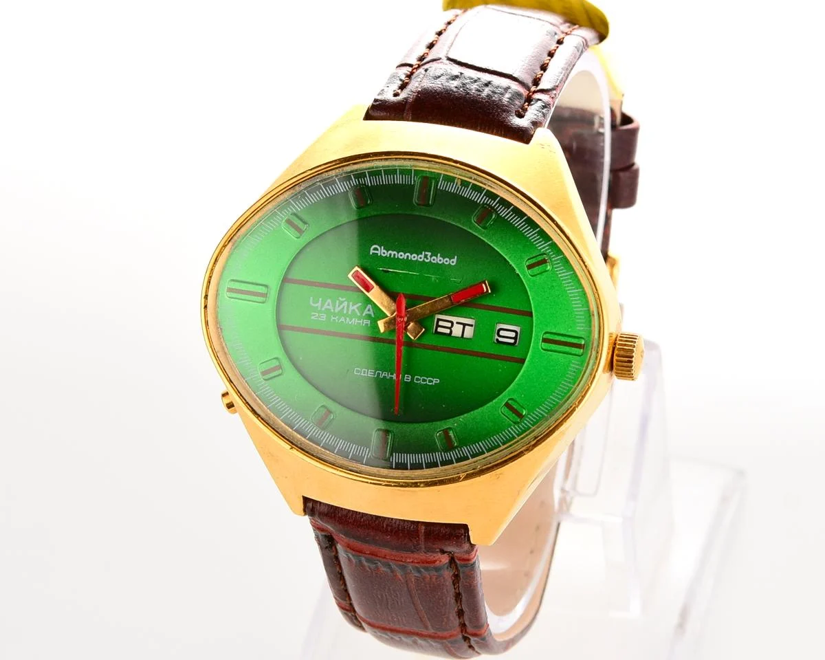 Excellent condition Chaika "Stadium" Soviet mechanical gold-plated watch with automatic self winding movement