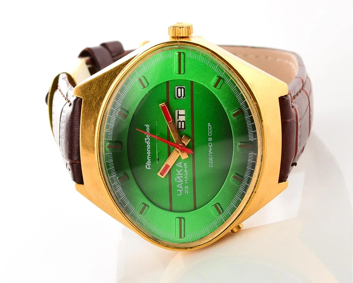 Excellent condition Chaika "Stadium" Soviet mechanical gold-plated watch with automatic self winding movement