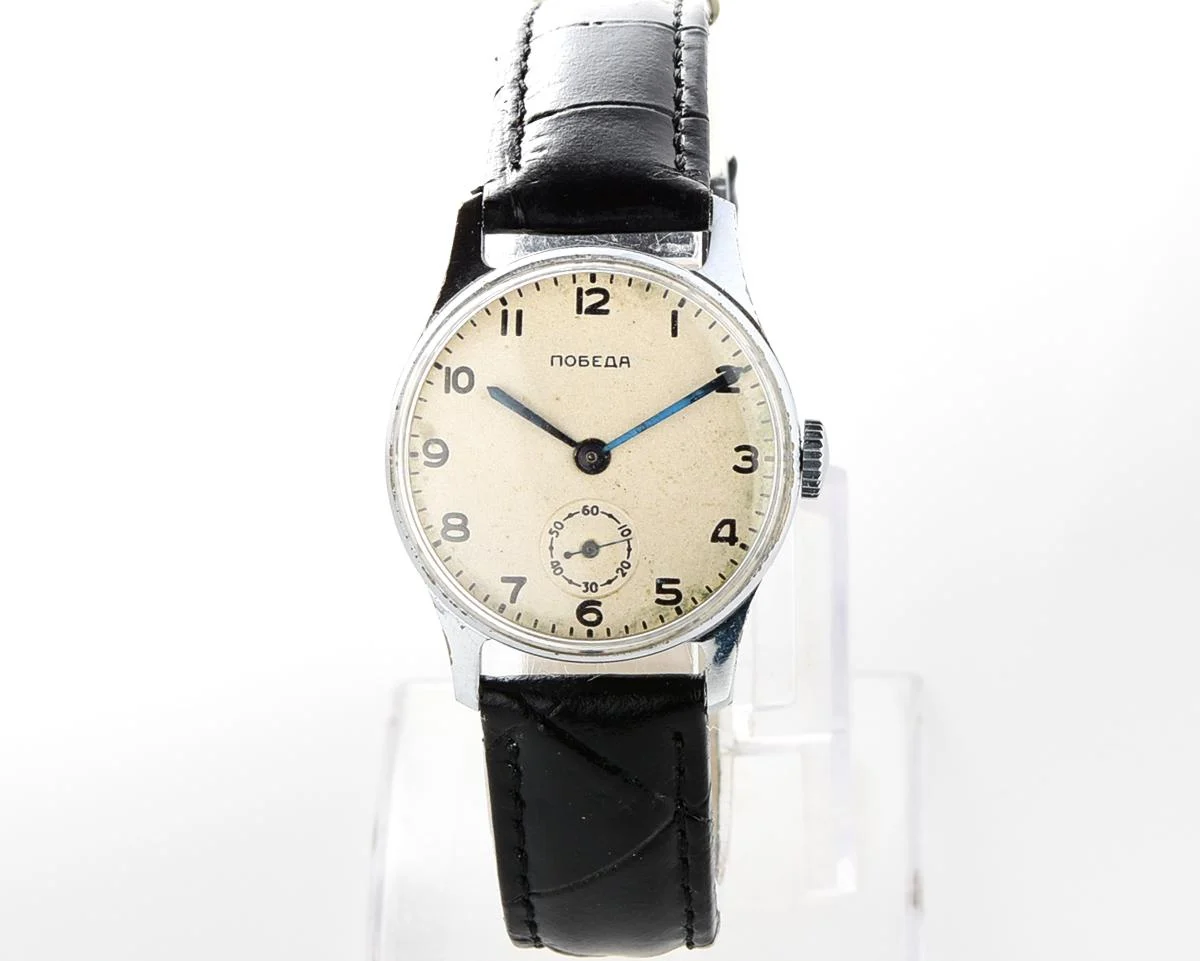 Vintage Soviet mechanical Pobeda wrist watch, from 1st quarter of 1954