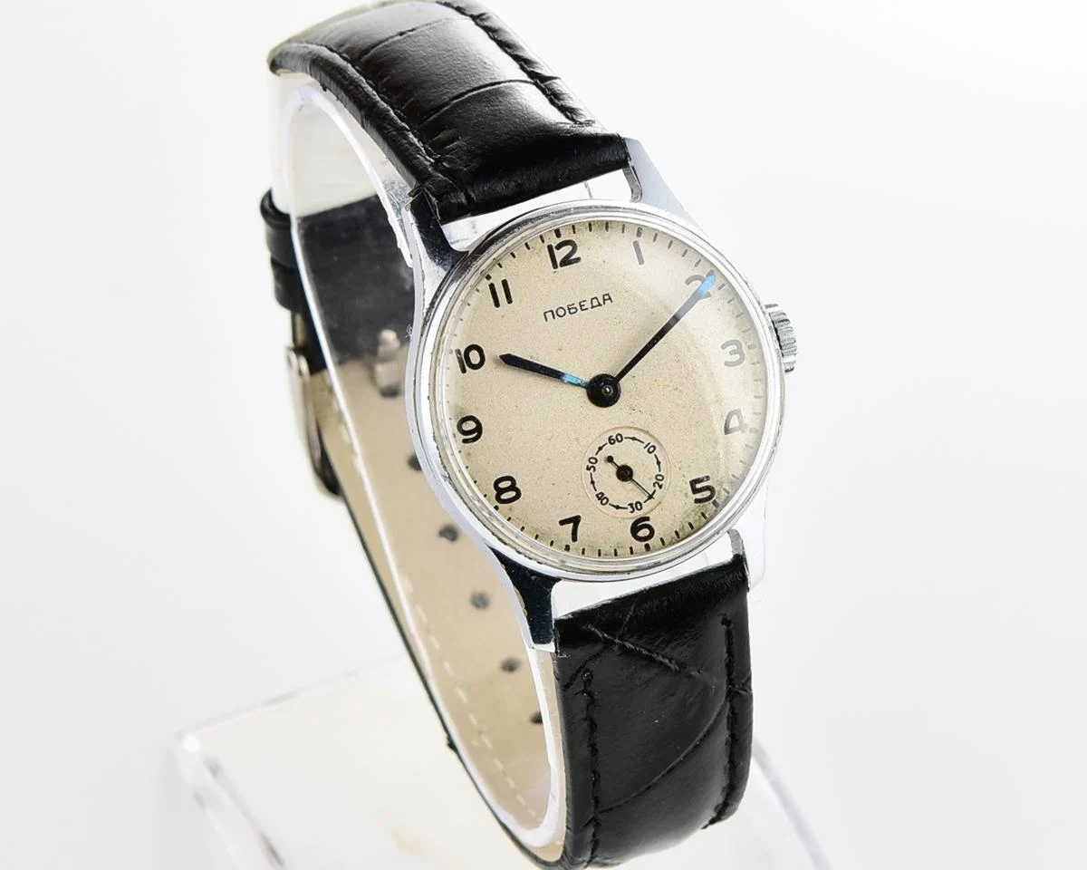 Vintage Soviet mechanical Pobeda wrist watch, from 1st quarter of 1954