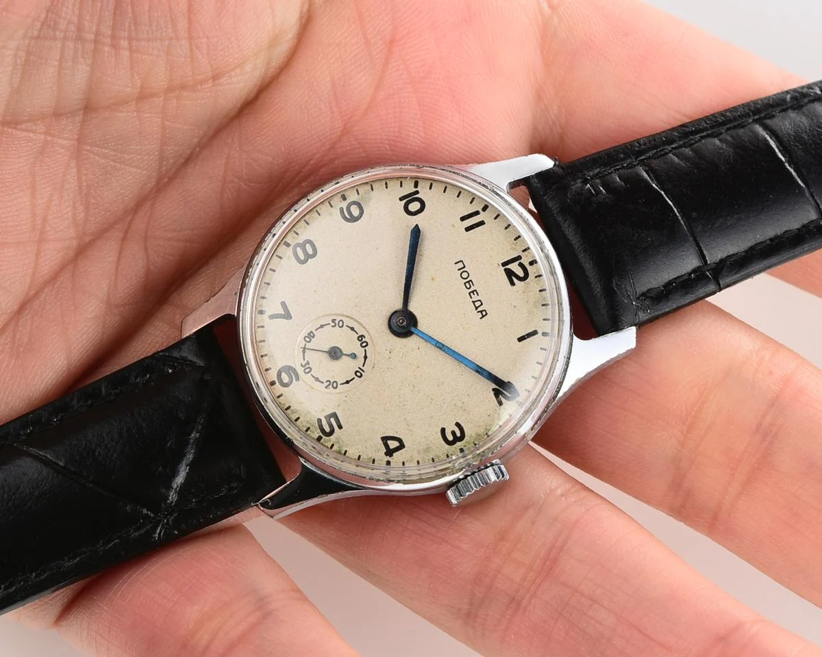 Vintage Soviet mechanical Pobeda wrist watch, from 1st quarter of 1954