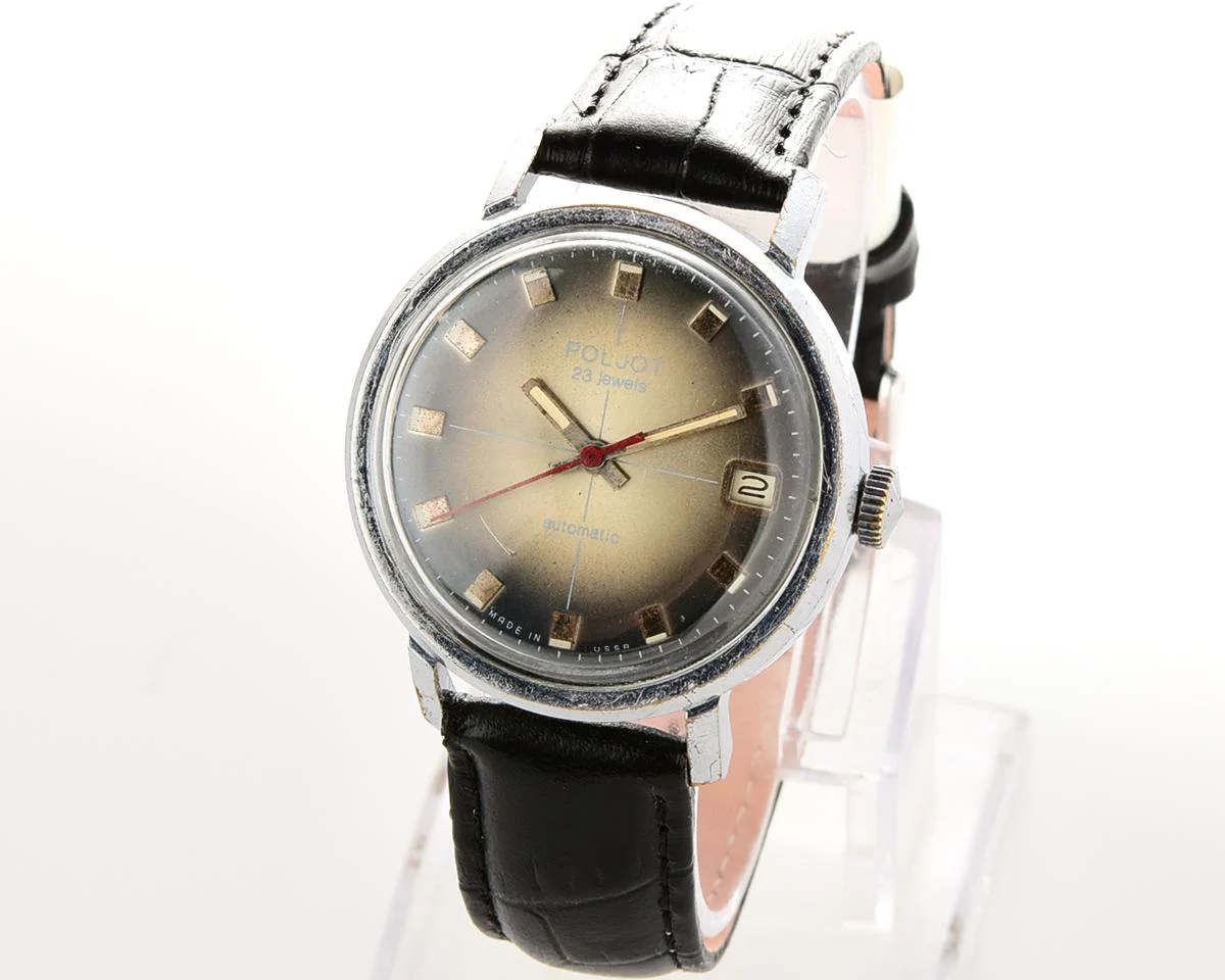 Soviet Poljot mechanical wrist watch with automatic self winding movement