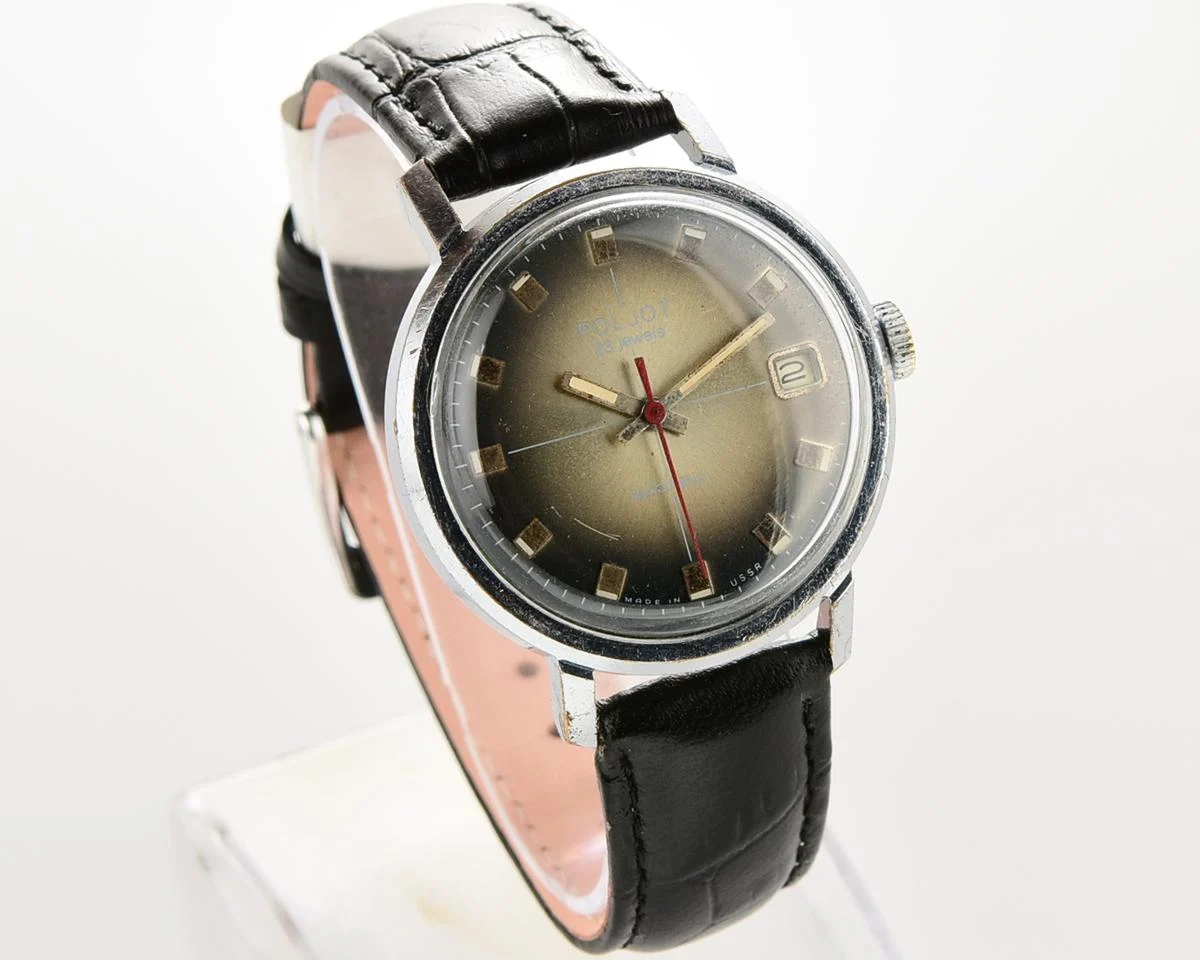 Soviet Poljot mechanical wrist watch with automatic self winding movement