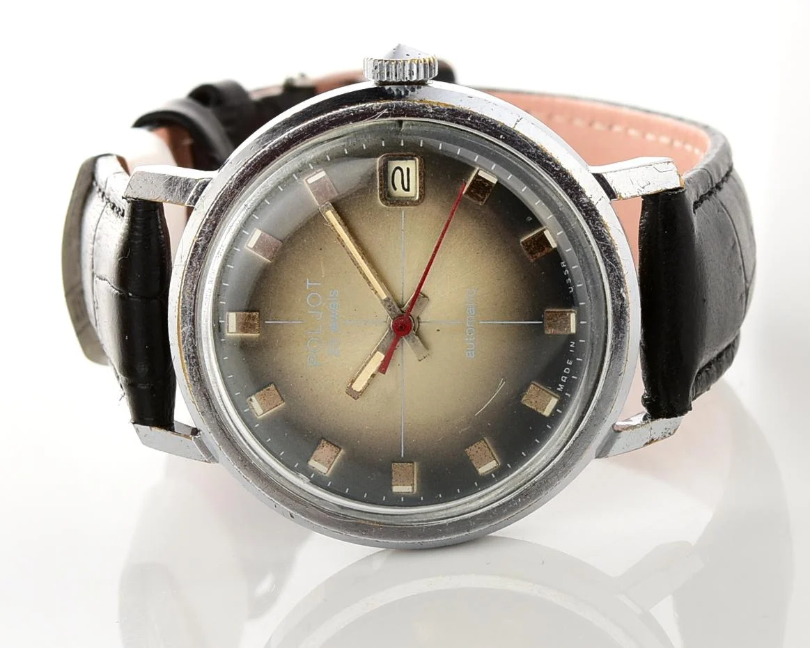 Soviet Poljot mechanical wrist watch with automatic self winding movement