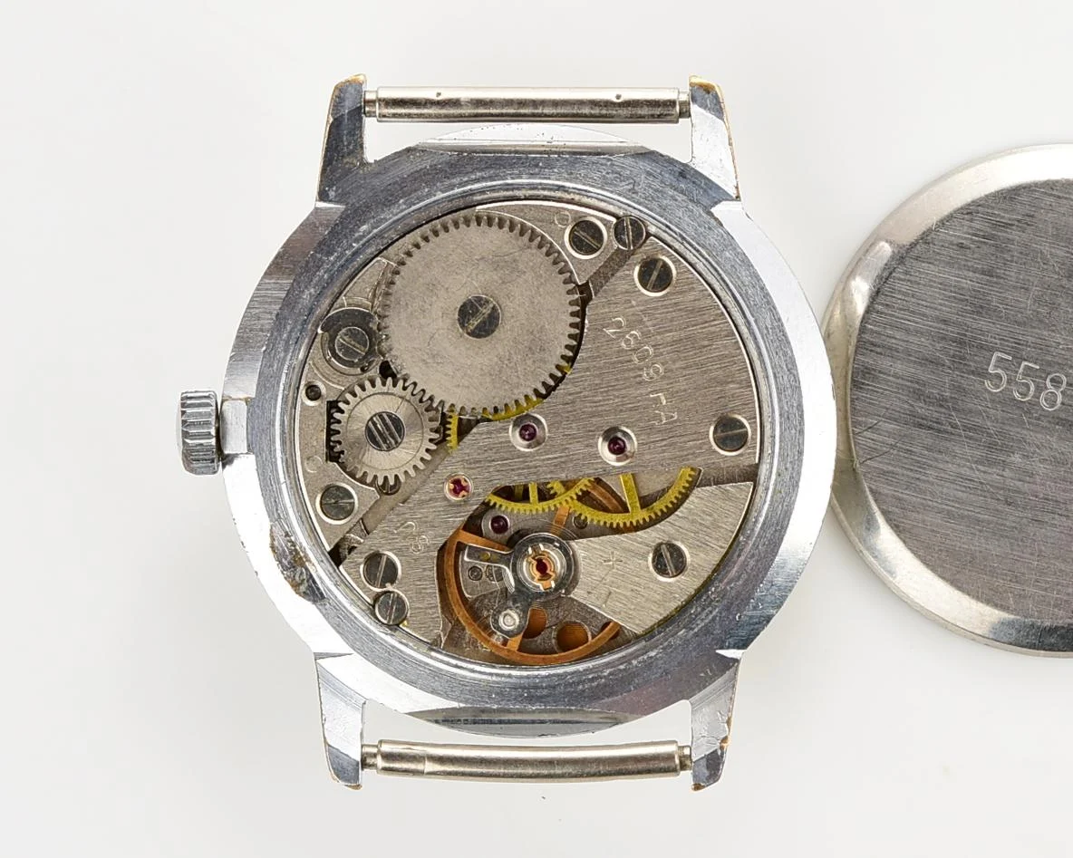 Soviet Raketa elegant vintage mechanical watch with genuine leather NATO strap