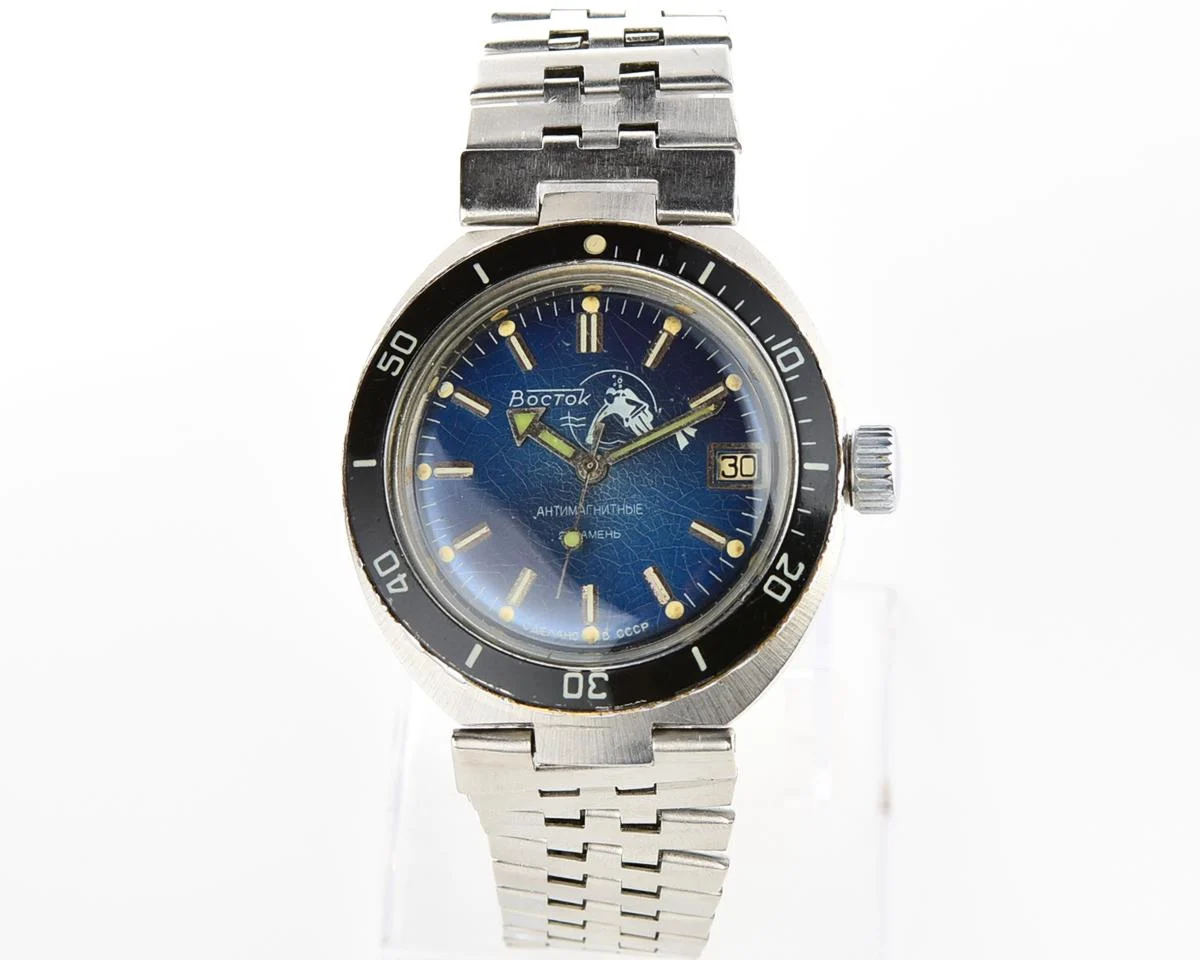 Vostok Amphibia Diver wrist watch (Scuba Dude), with steel bracelet