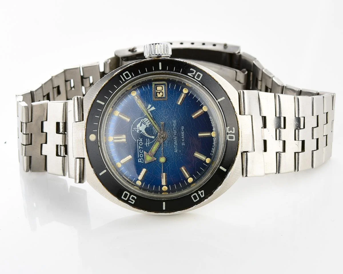 Vostok Amphibia Diver wrist watch (Scuba Dude), with steel bracelet