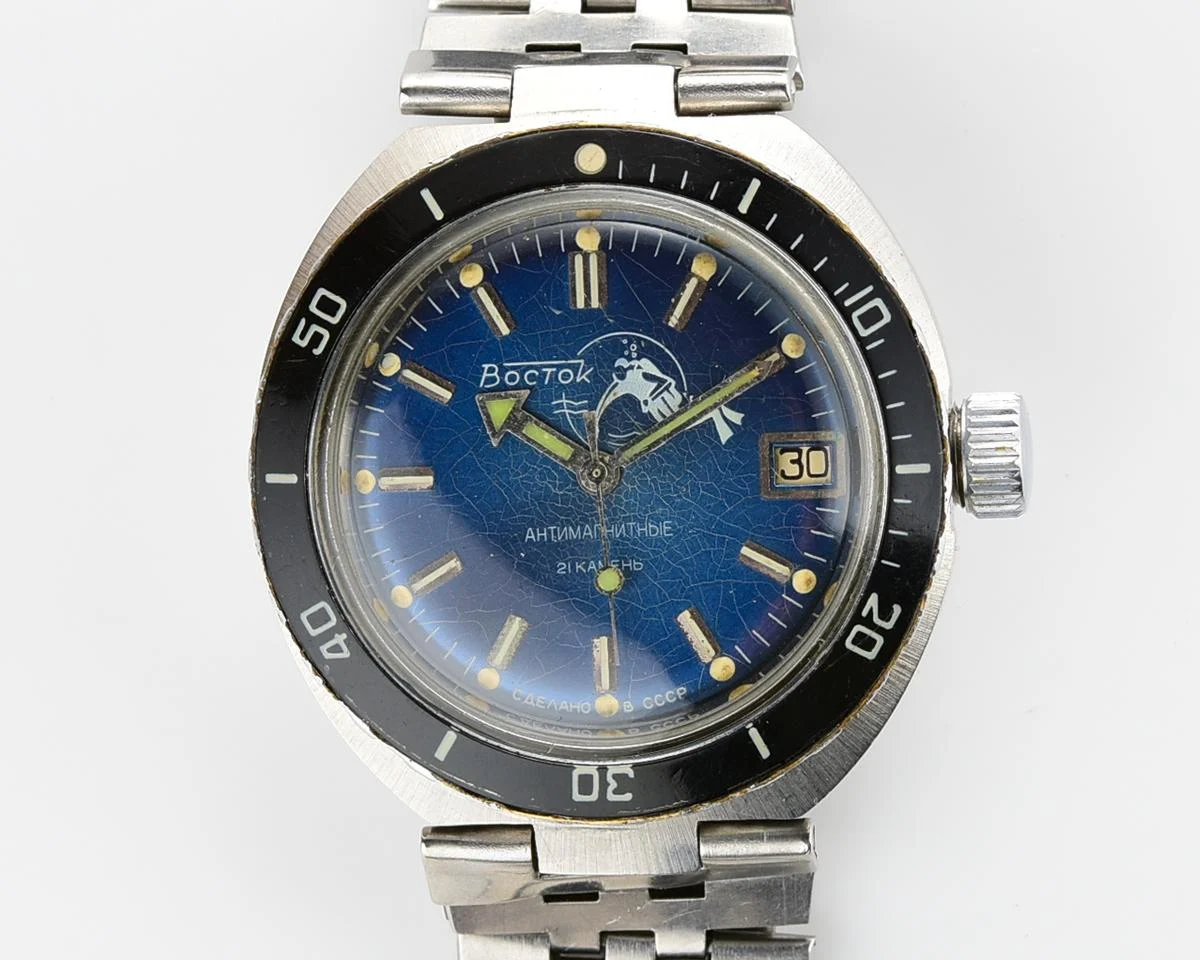 Vostok Amphibia Diver wrist watch (Scuba Dude), with steel bracelet