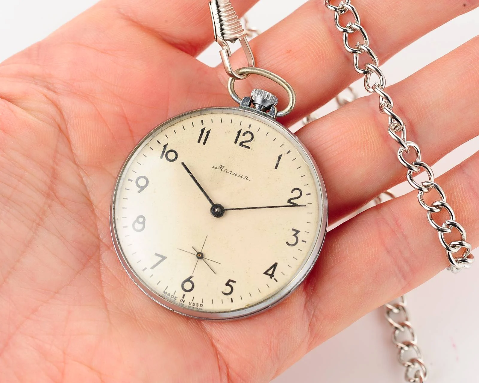 Molnija open face vintage Soviet pocket watch