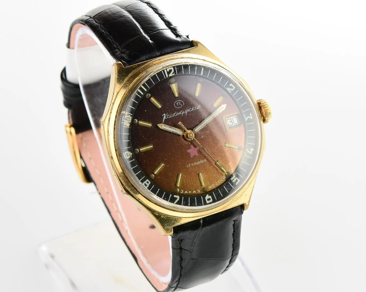 Soviet gold-plated Vostok Komandirskie mechanical watch - Zakaz MO CCCP!