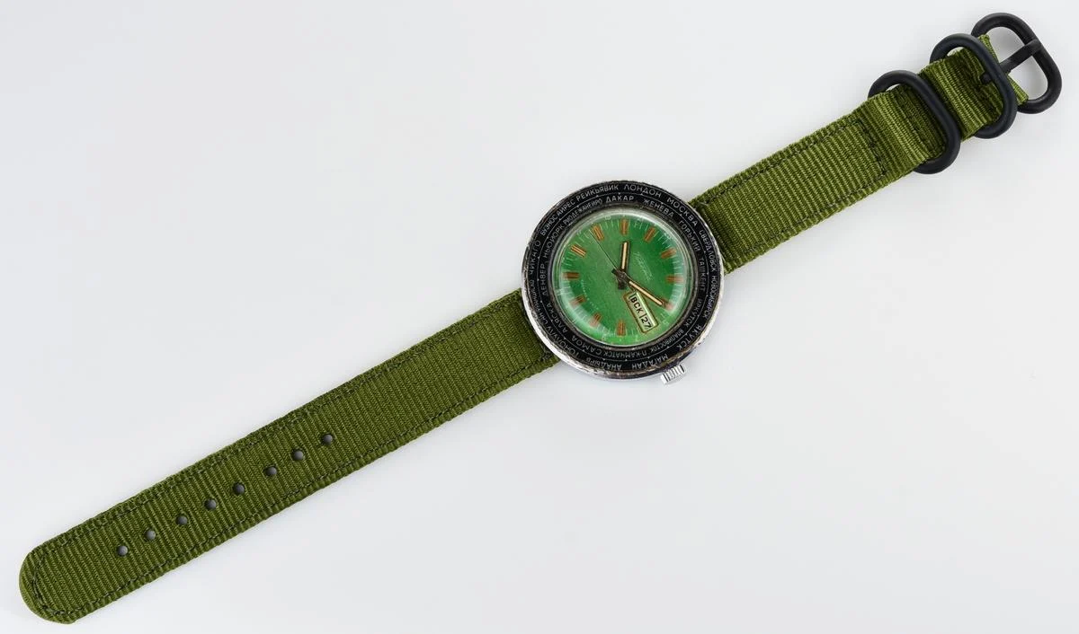 Vintage mechanical Raketa Goroda(Cities) world time watch