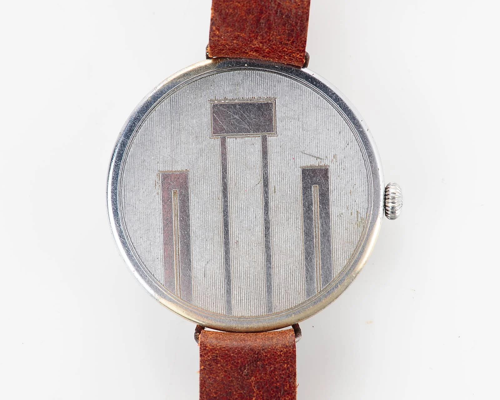 Molnija open face vintage Soviet watch from 1951 with custom made genuine leather strap