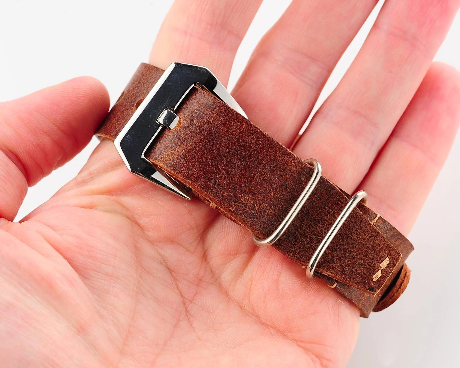 Molnija open face vintage Soviet watch from 1951 with custom made genuine leather strap