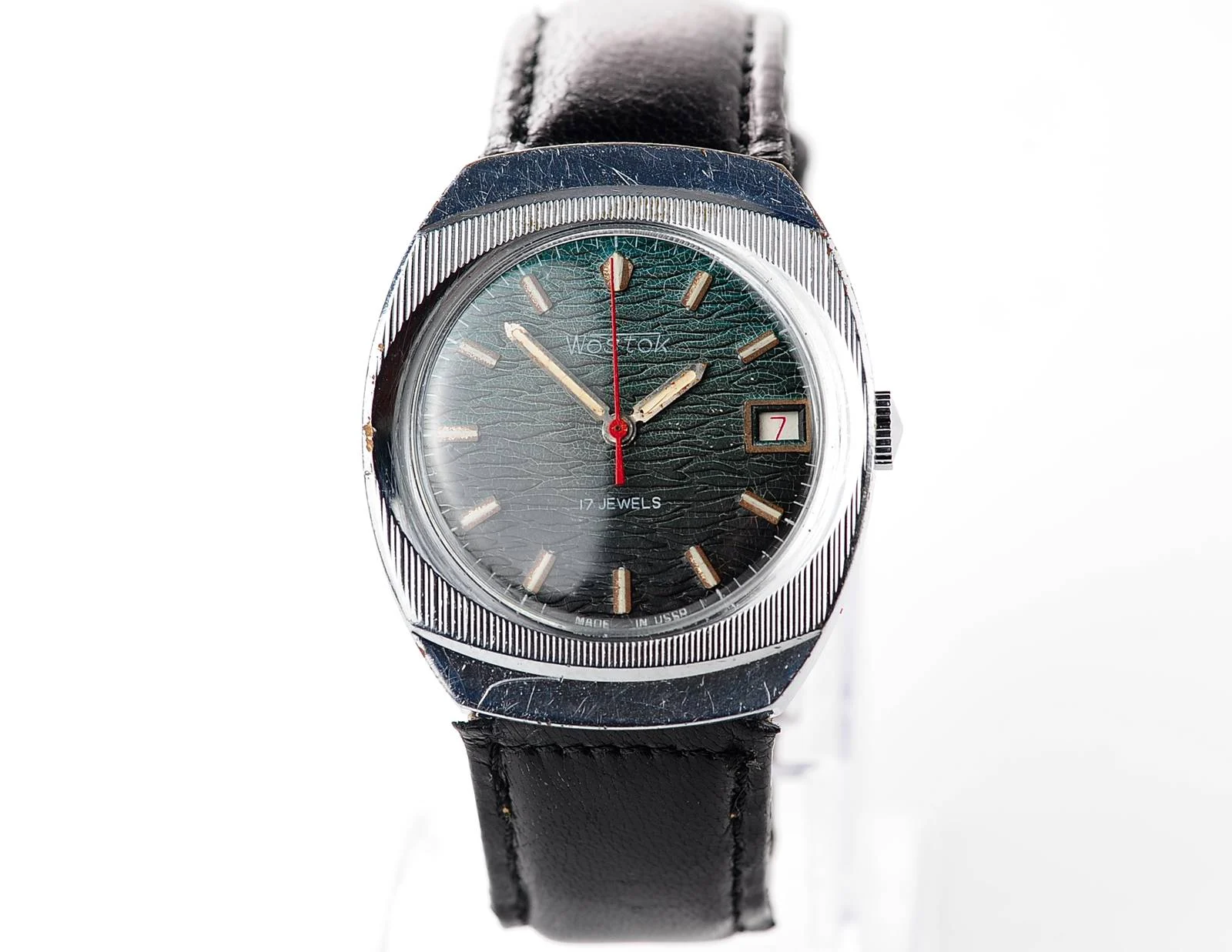 Export Wostok (Vostok) mechanical watch with beautiful textured teal dial