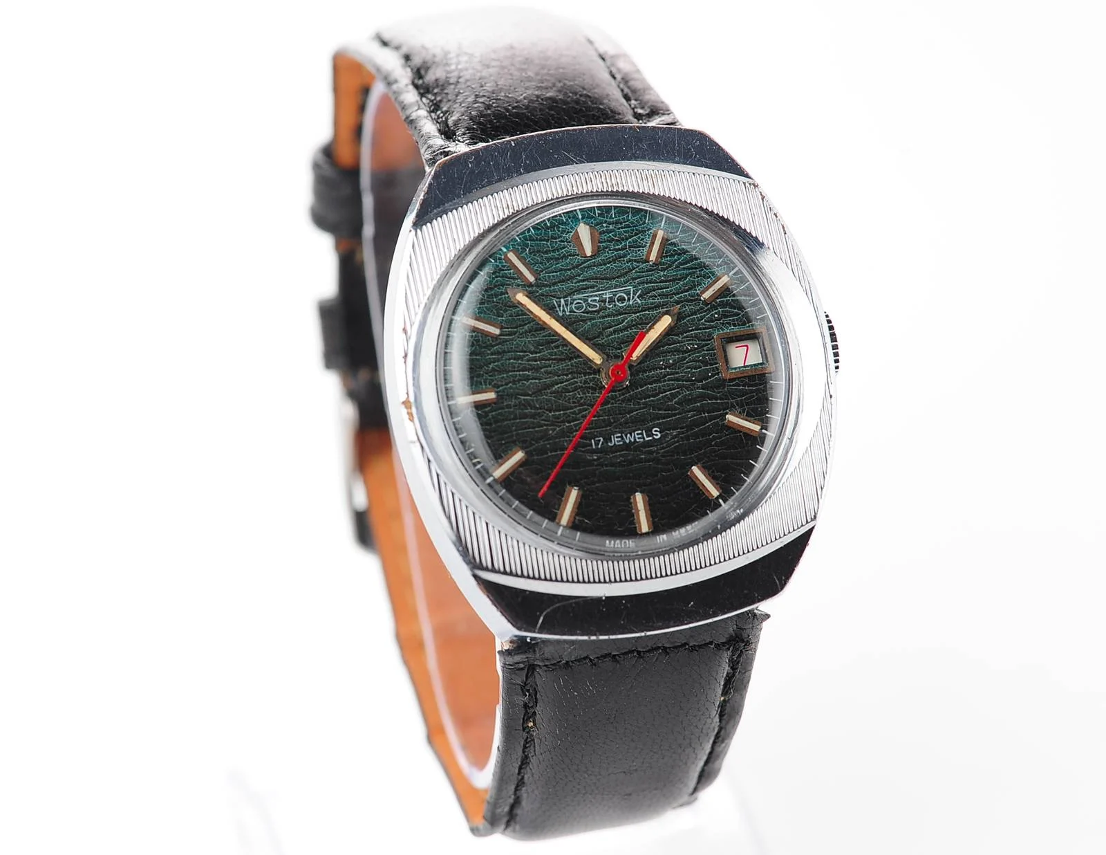 Export Wostok (Vostok) mechanical watch with beautiful textured teal dial