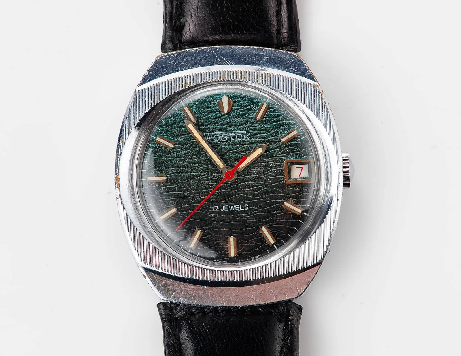 Export Wostok (Vostok) mechanical watch with beautiful textured teal dial