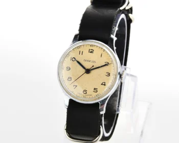 Vintage Pobeda watch with central seconds hand & diamond shaped crown, from 1955