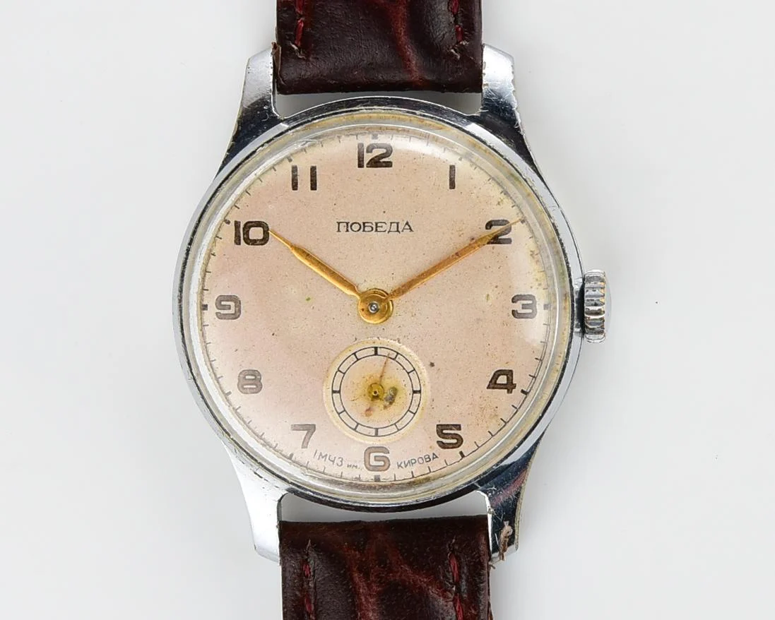 Vintage mechanical Pobeda wristwatch, the 2nd quarter of 1955