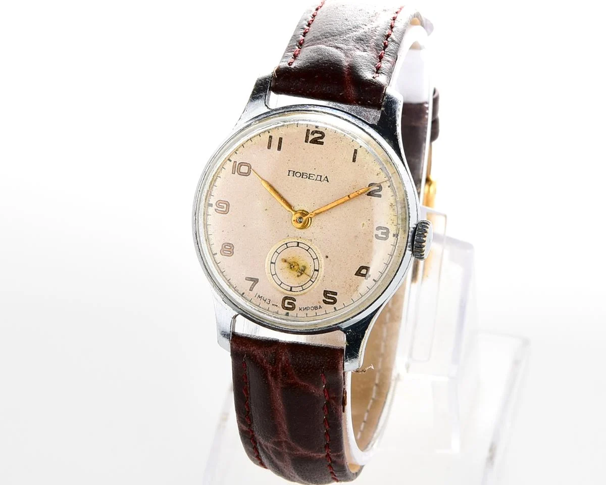 Vintage mechanical Pobeda wristwatch, the 2nd quarter of 1955