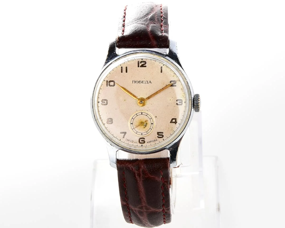 Vintage mechanical Pobeda wristwatch, the 2nd quarter of 1955