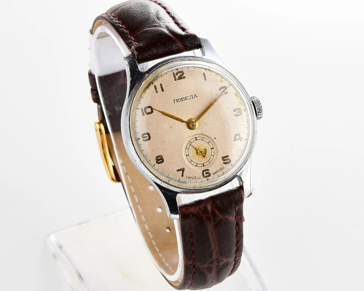 Vintage mechanical Pobeda wristwatch, the 2nd quarter of 1955