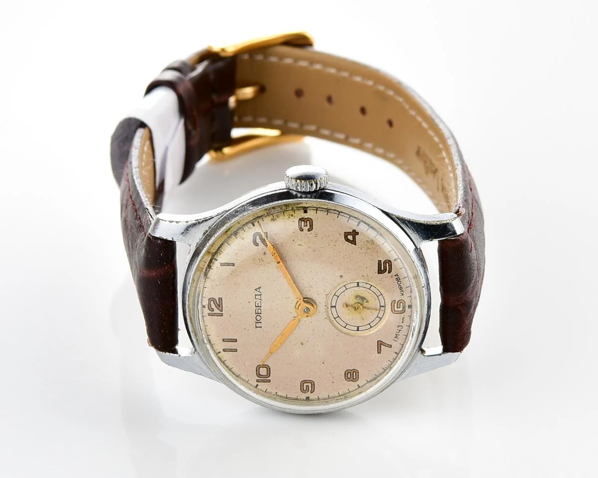 Vintage mechanical Pobeda wristwatch, the 2nd quarter of 1955