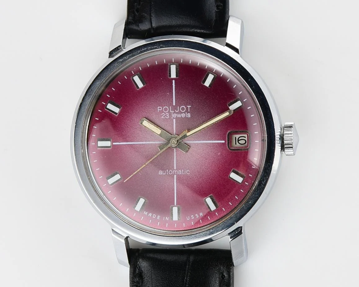 Soviet Poljot mechanical wrist watch with automatic self winding movement