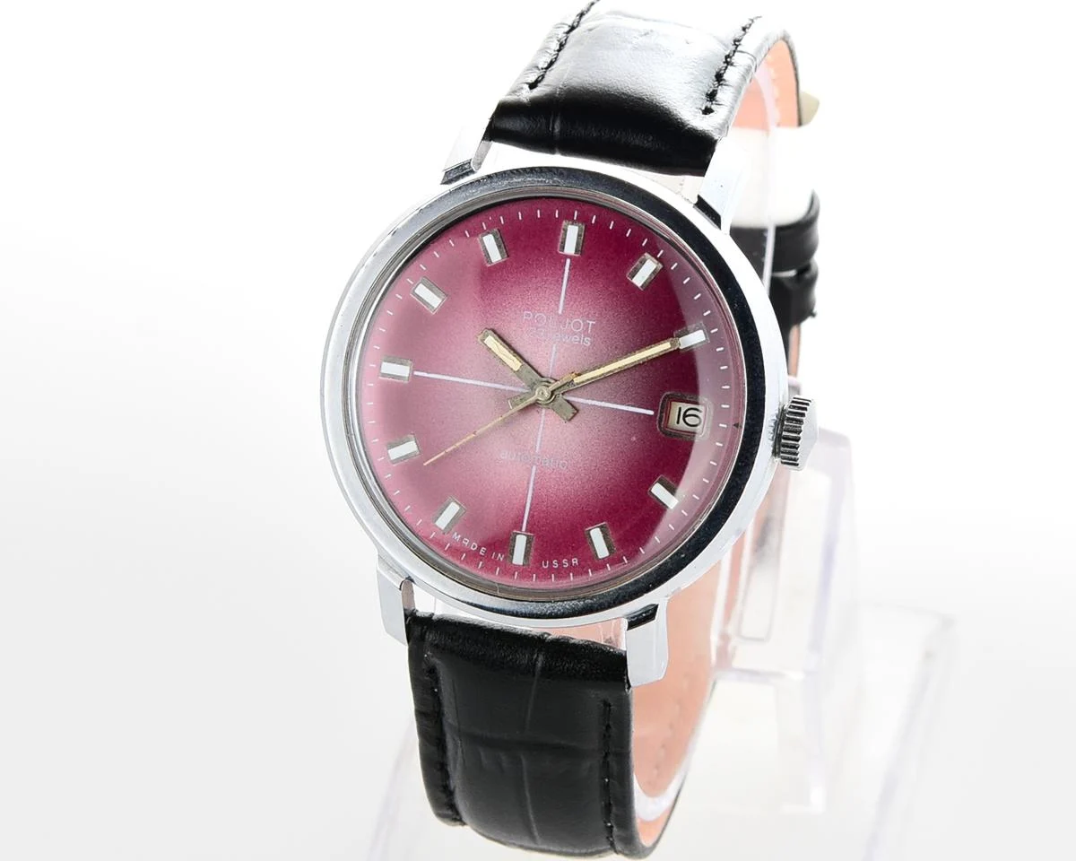 Soviet Poljot mechanical wrist watch with automatic self winding movement