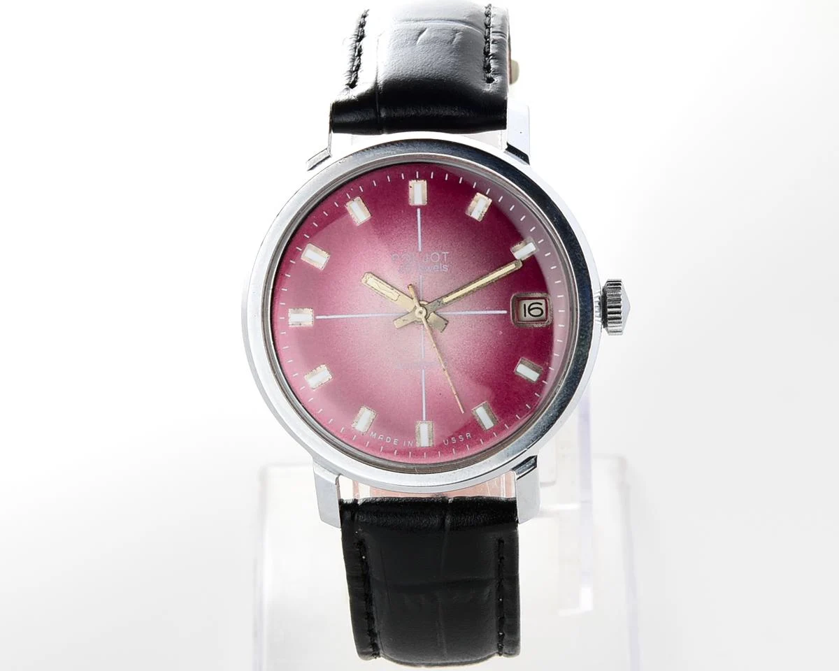 Soviet Poljot mechanical wrist watch with automatic self winding movement